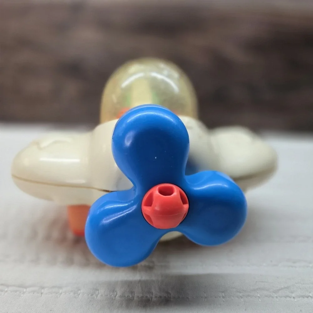 Vintage Playskool Toy Plane Airplane 1988 Yellow‎ Blue Rattle Retro
